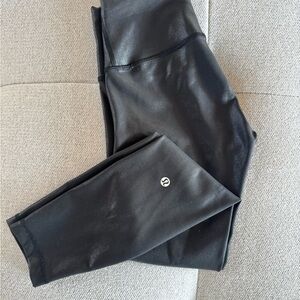 Lululemon Shiny Black High-Waisted Leggings - Size 4